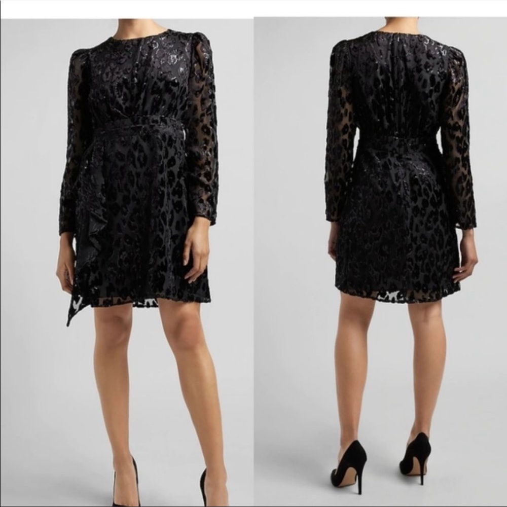 Express Leopard Velvet Burnout Dress, NEW